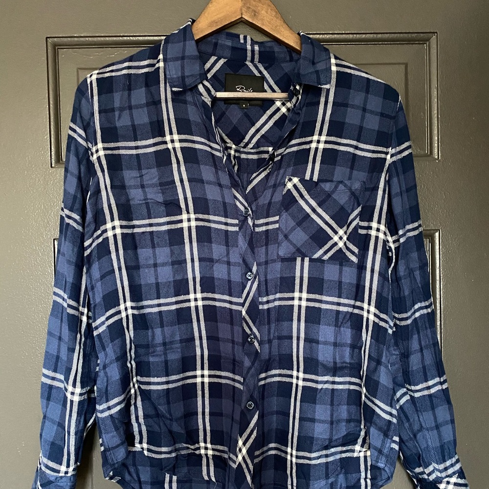 Rails blue & white check shirt